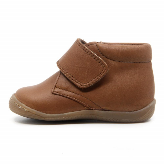 Chaussures enfant à scratch en cuir lisse - Marron - elorell