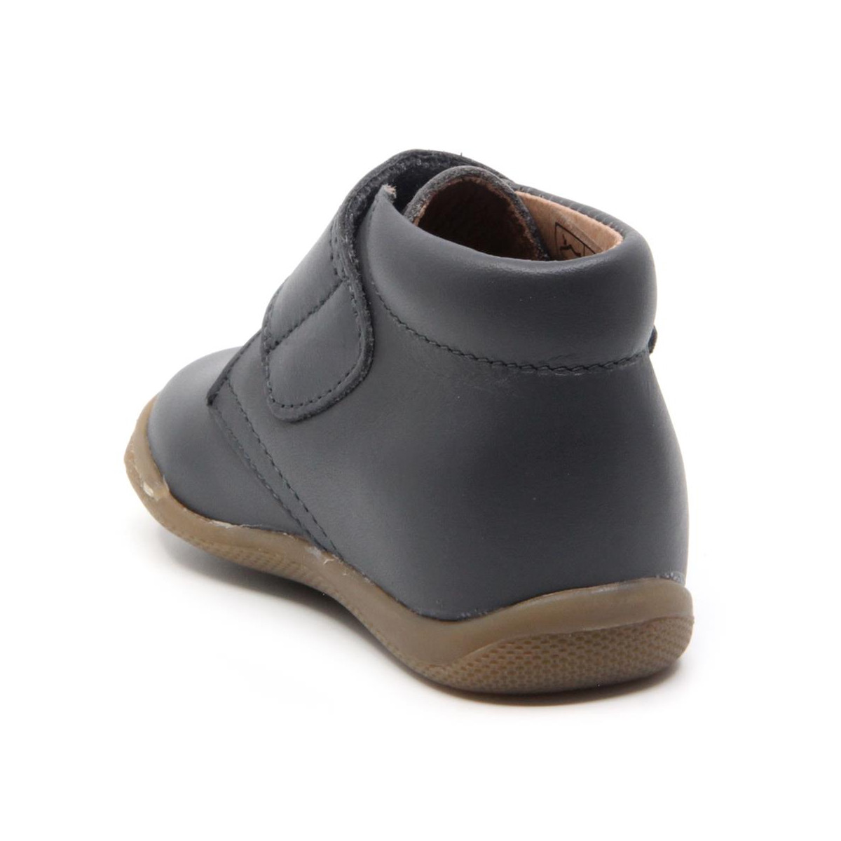 Chaussures enfant à scratch en cuir lisse - Gris - elorell