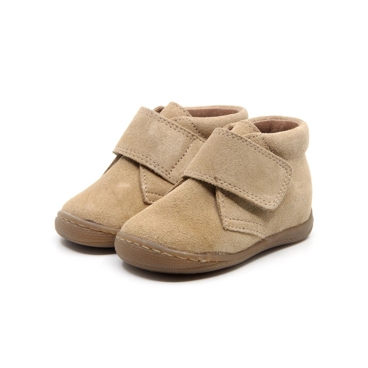 Chaussures enfant à scratch en daim - Beige - elorell