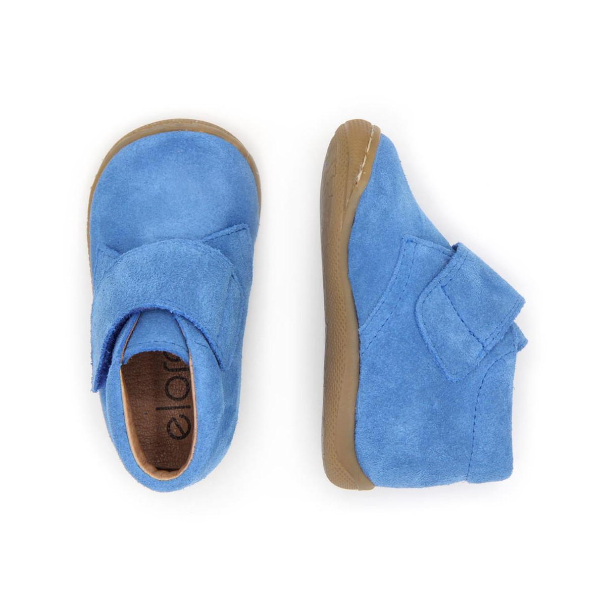 Chaussures enfant à scratch en daim - Bleu - elorell