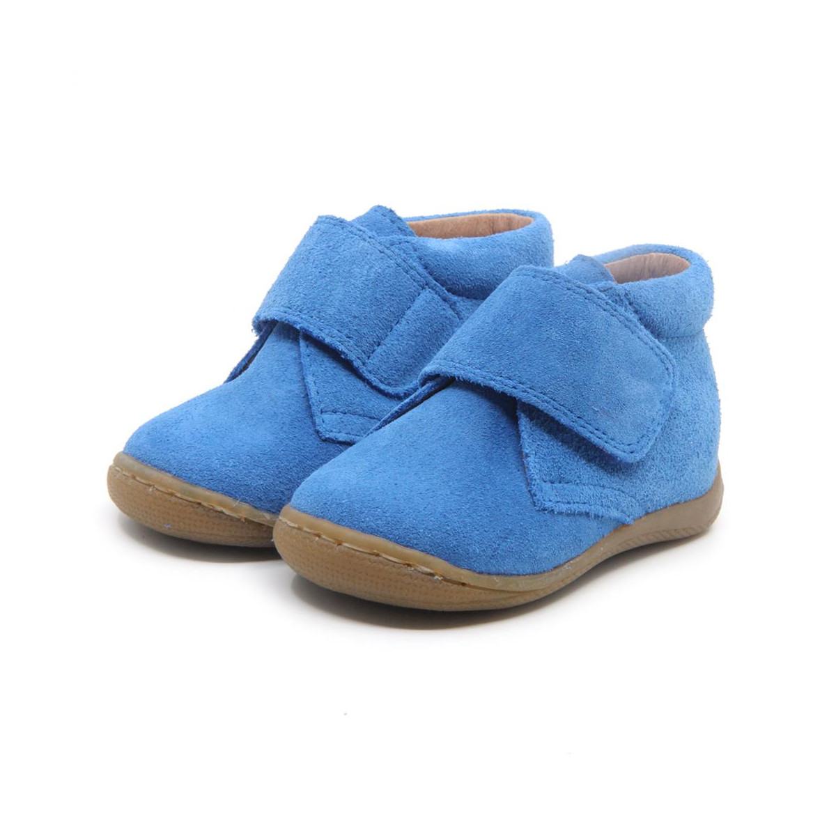 Chaussures enfant à scratch en daim - Bleu - elorell