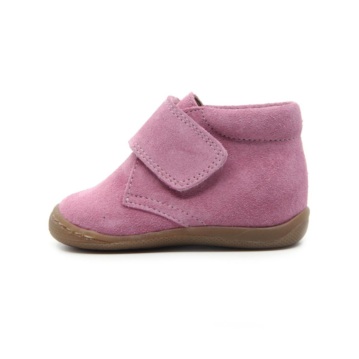 Chaussures enfant à scratch en daim - Rose - elorell