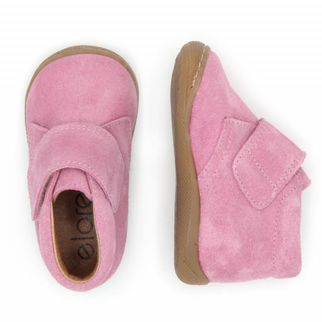 Chaussures enfant à scratch en daim - Rose - elorell