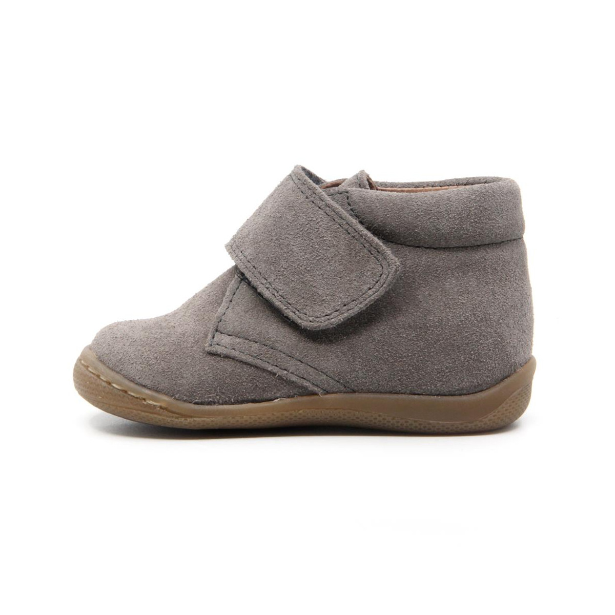 Chaussures enfant à scratch en daim - Gris - elorell