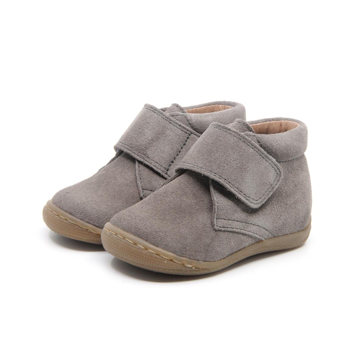 Chaussures enfant à scratch en daim - Gris - elorell