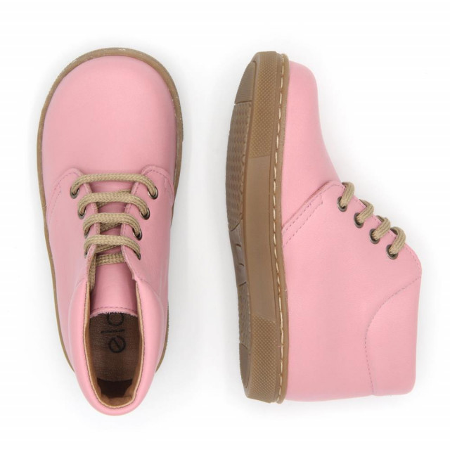 Chaussures enfant à lacets en cuir lisse - Rose - elorell