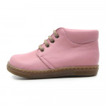 Chaussures enfant à lacets en cuir lisse - Rose - elorell