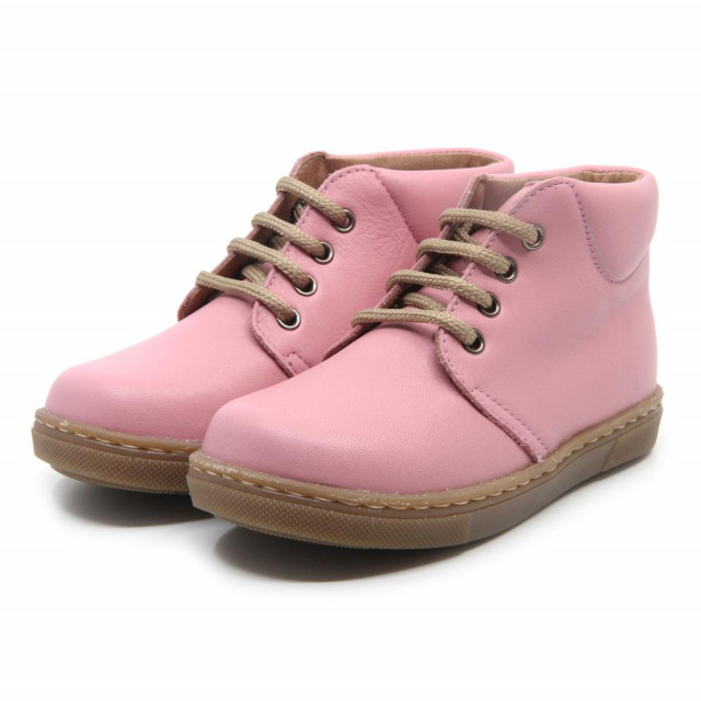 Chaussures enfant à lacets en cuir lisse - Rose - elorell