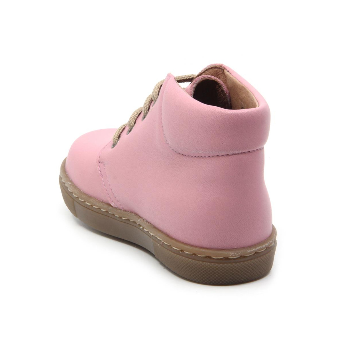 Chaussures enfant à lacets en cuir lisse - Rose - elorell