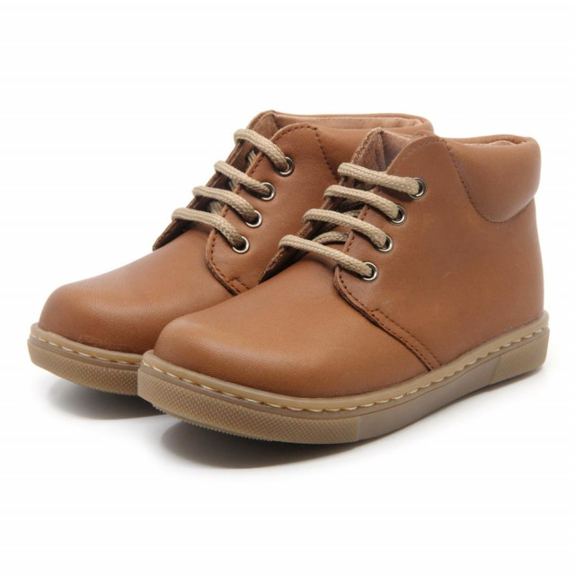 Chaussures enfant à lacets en cuir lisse - Marron - elorell