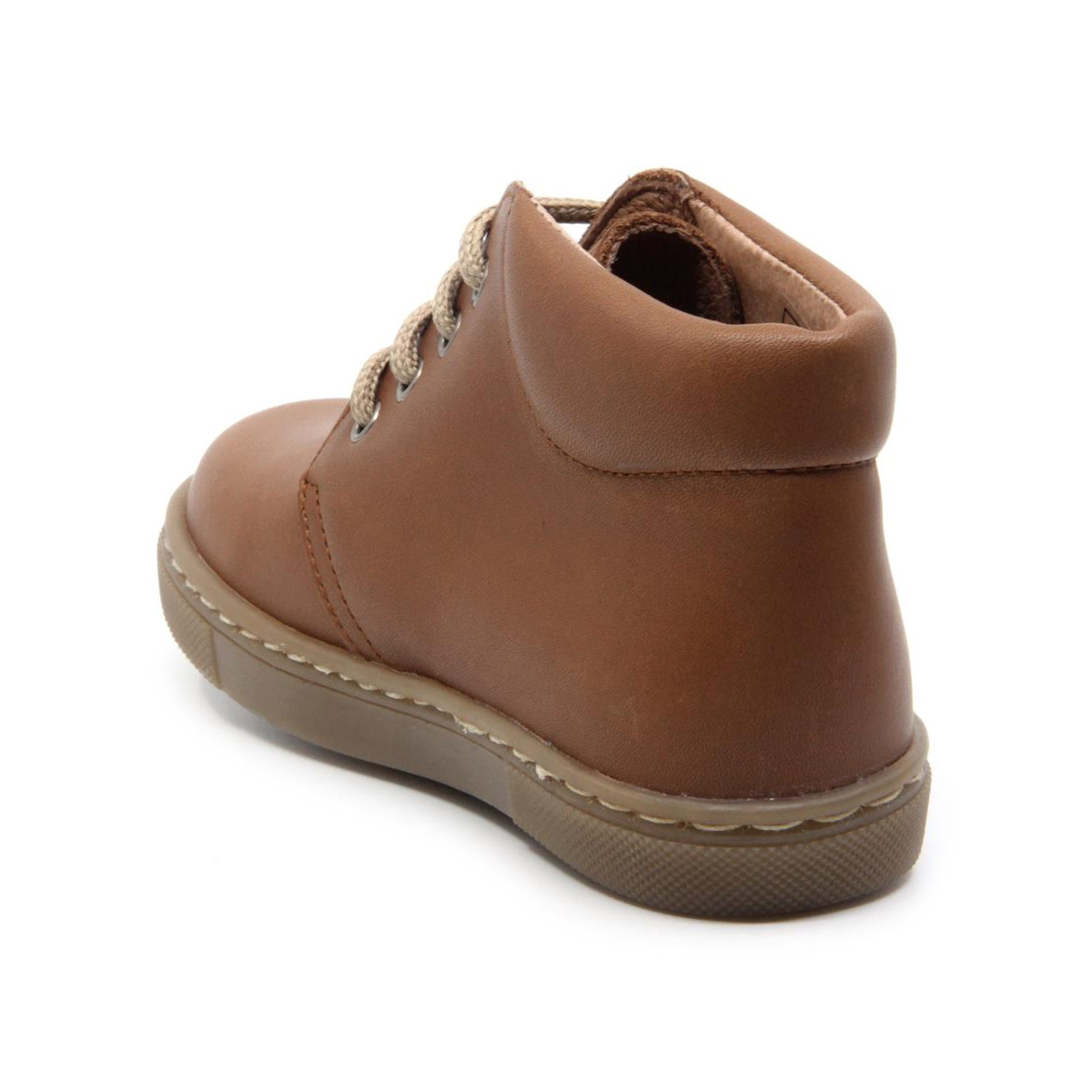 Chaussures enfant à lacets en cuir lisse - Marron - elorell