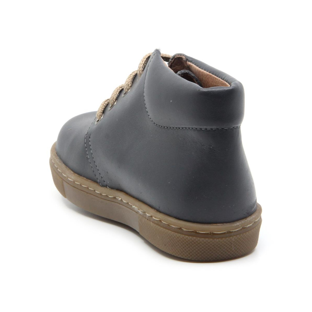 Chaussures enfant à lacets en cuir lisse - Gris - elorell