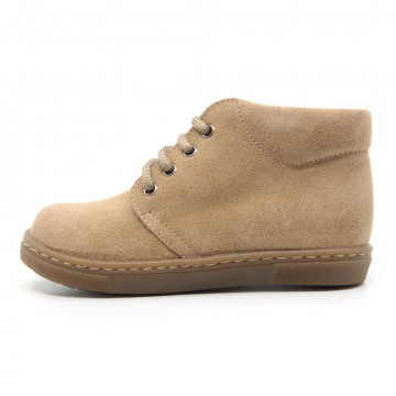 Chaussures enfant à lacets en daim - Beige - elorell