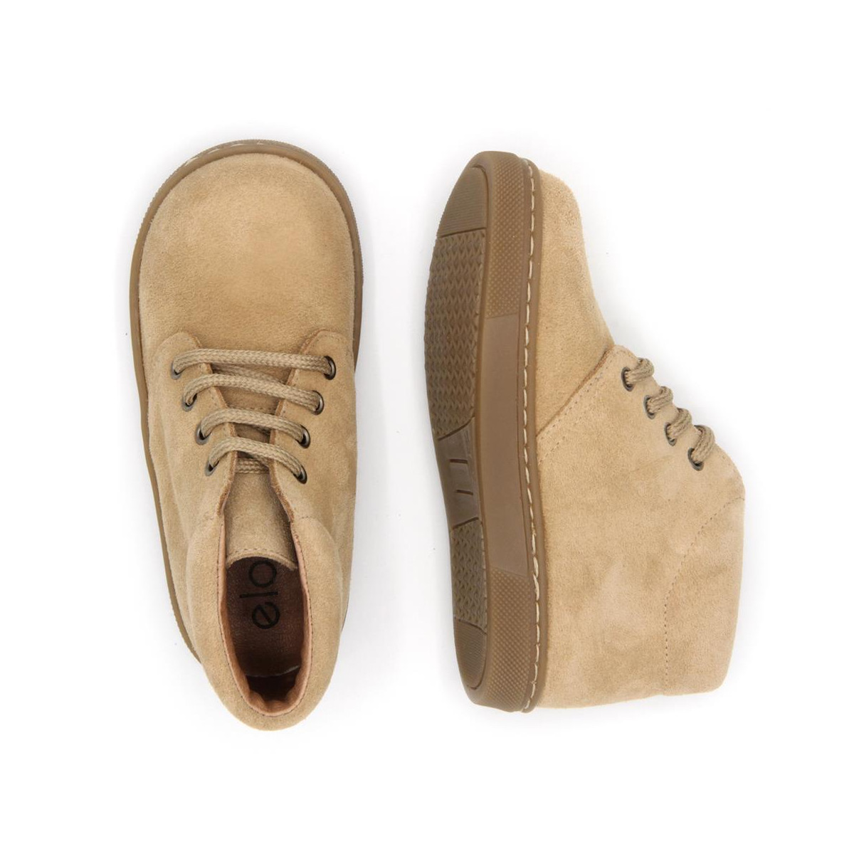 Chaussures enfant à lacets en daim - Beige - elorell