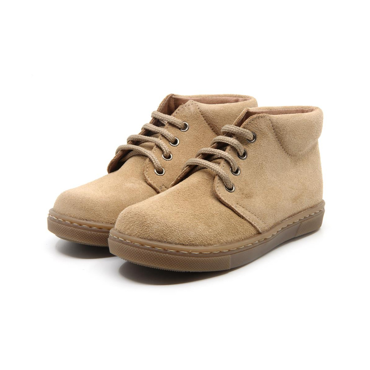 Chaussures enfant à lacets en daim - Beige - elorell