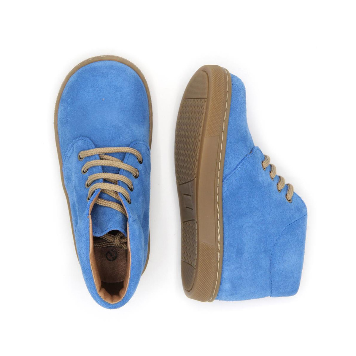 Chaussures enfant à lacets en daim - Bleu - elorell