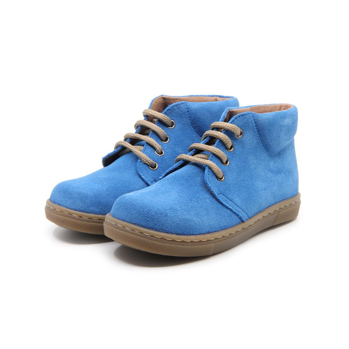 Chaussures enfant à lacets en daim - Bleu - elorell