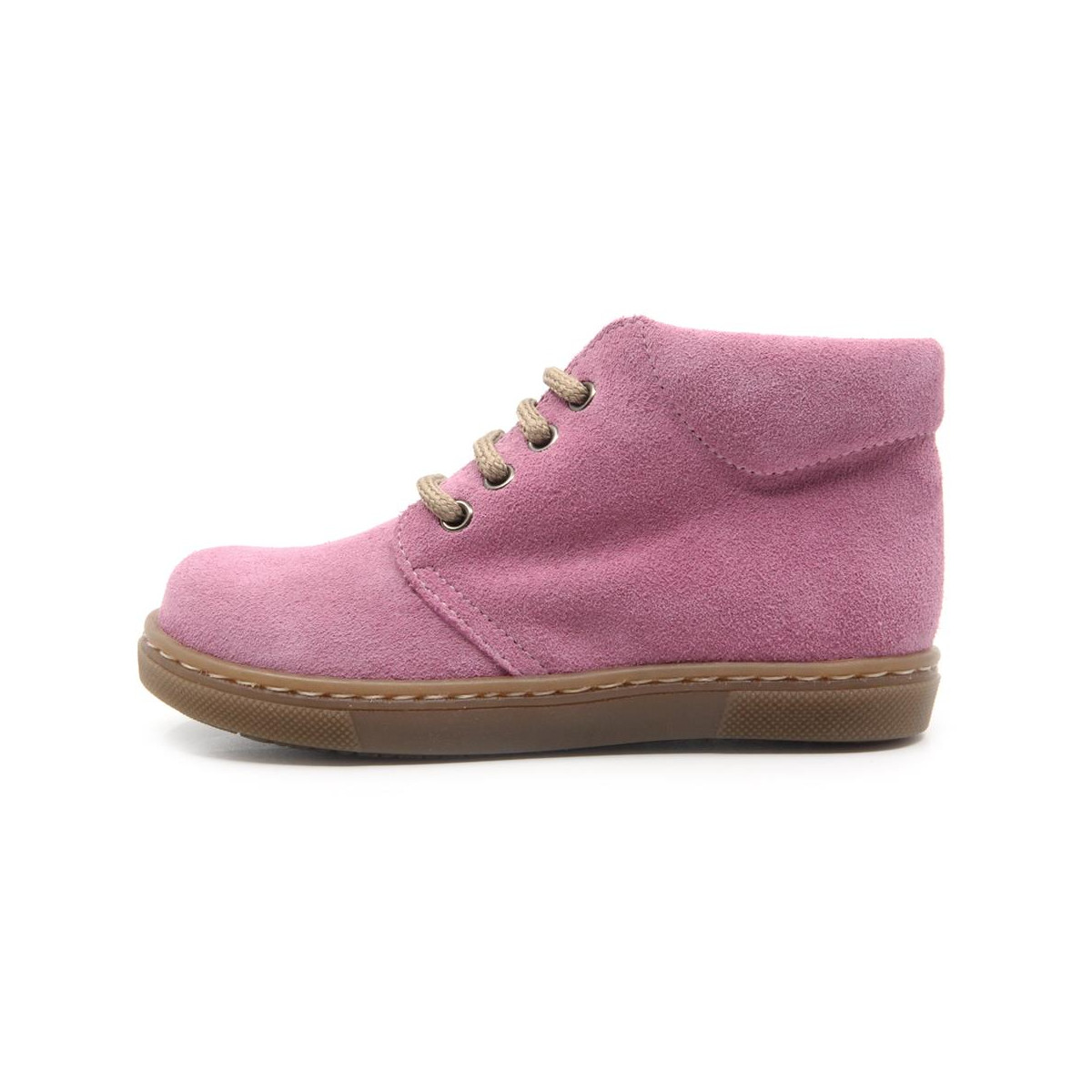 Chaussures enfant à lacets en daim - Rose - elorell