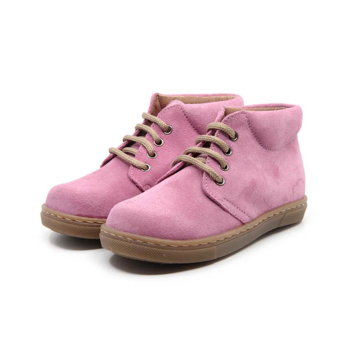 Chaussures enfant à lacets en daim - Rose - elorell