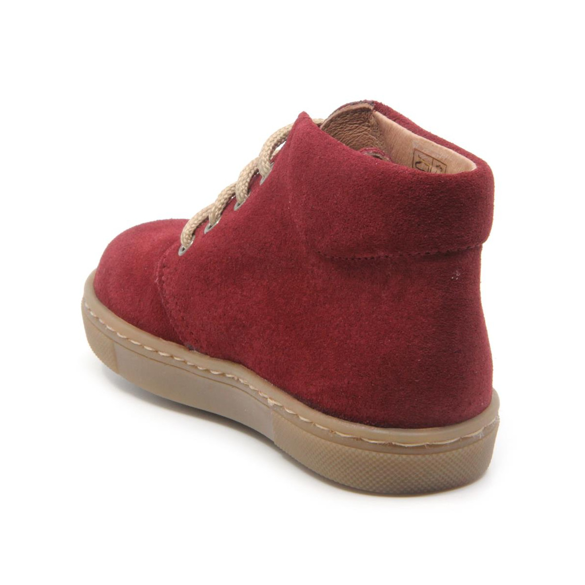 Chaussures enfant à lacets en daim - Bordeaux - elorell