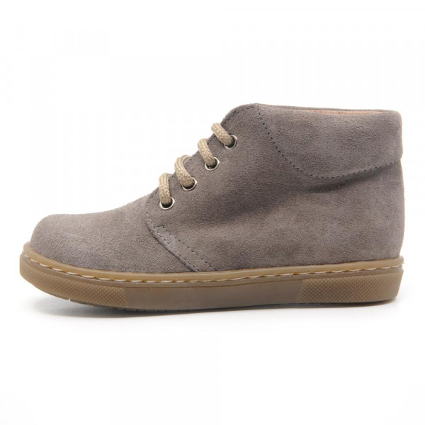 Chaussures enfant à lacets en daim - Gris - elorell