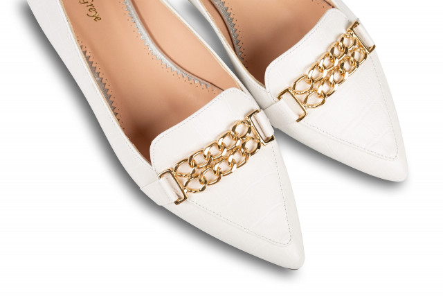 Mocassins en cuir effet croco - Blanc - Xseni Greye