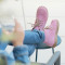 Chaussures enfant à lacets en daim - Rose - elorell