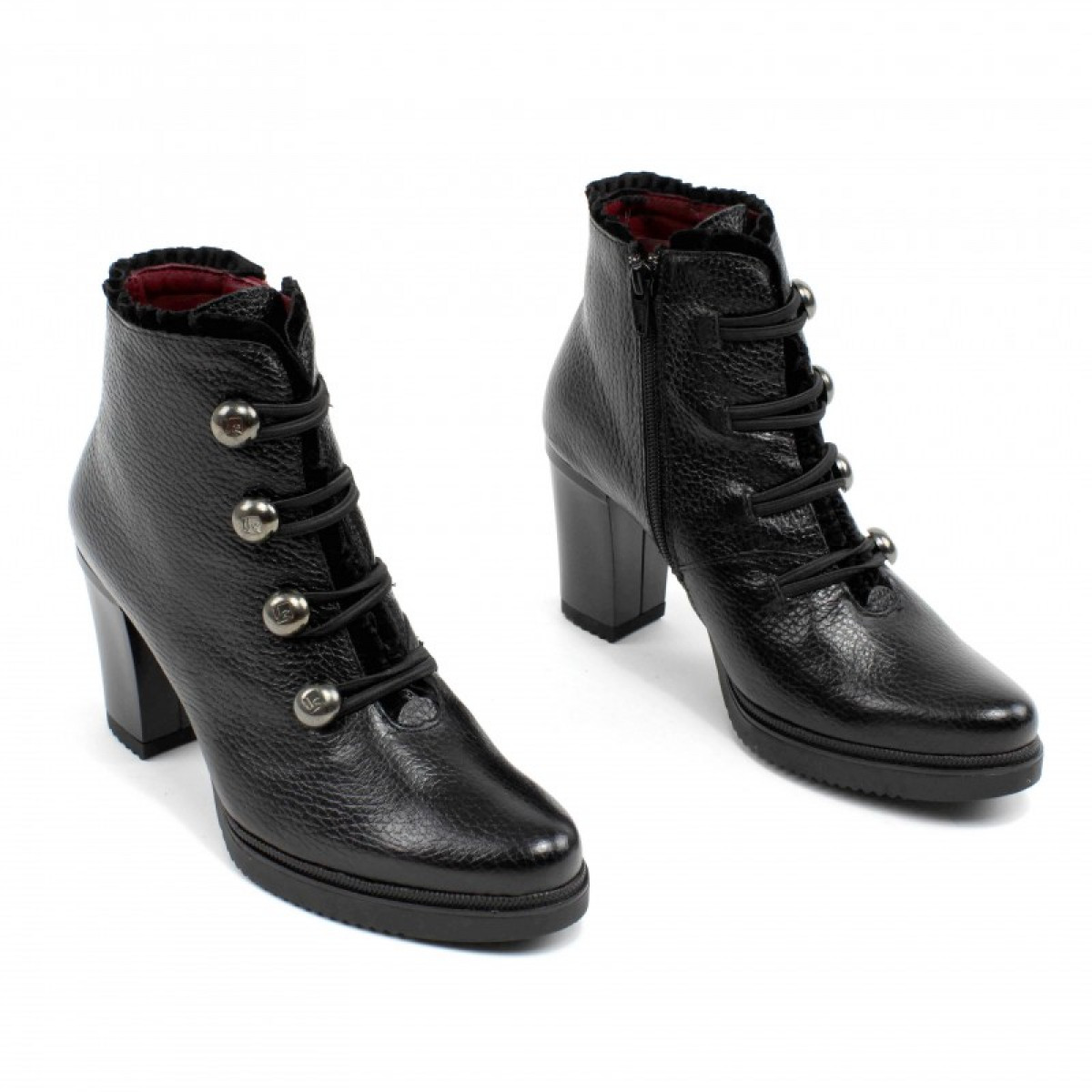 Bottines à talon en cuir grainé - Jose Saenz