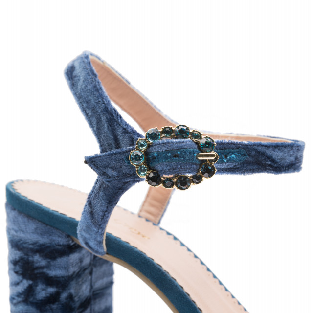 Sandales à talon en velours - Bleu - Xseni Greye
