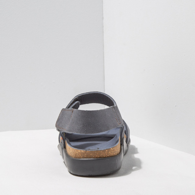 Sandales plates en cuir suédé - Bleu Gris - art