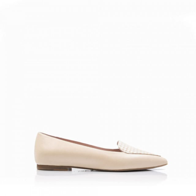 Mocassins en cuir à imprimés pieds de poule - Beige - Xseni Greye