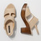 Sandales à talon plateformes en bois - Beige - Neosens