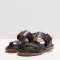 Sandales plates en cuir lisse à grosse boucle - Noir - Neosens