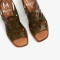 Sandales à talon à large tige en cuir - Kaki - Marila