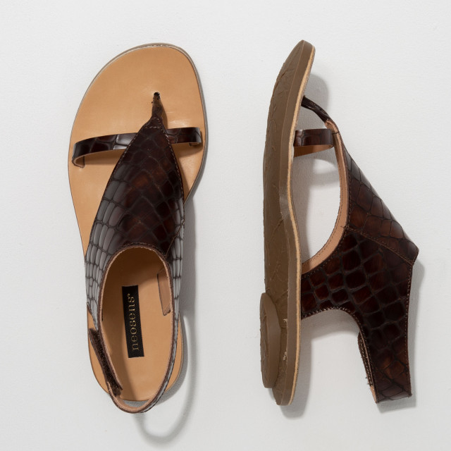 Sandales plates en cuir à scratch - Imprimé Alligator - Neosens