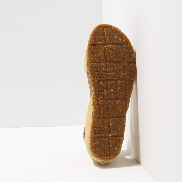 Sandales plates fermées au talon en cuir - Jaune - art