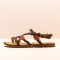 Sandales confortables plates à brides en cuir à fleurs et épines - Marron - El naturalista