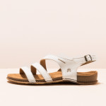 Sandales plates en cuir biologique à semelles ultra confort - Blanc - El naturalista