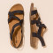Sandales confortables plates à lanières entrelacées - Noir - El naturalista