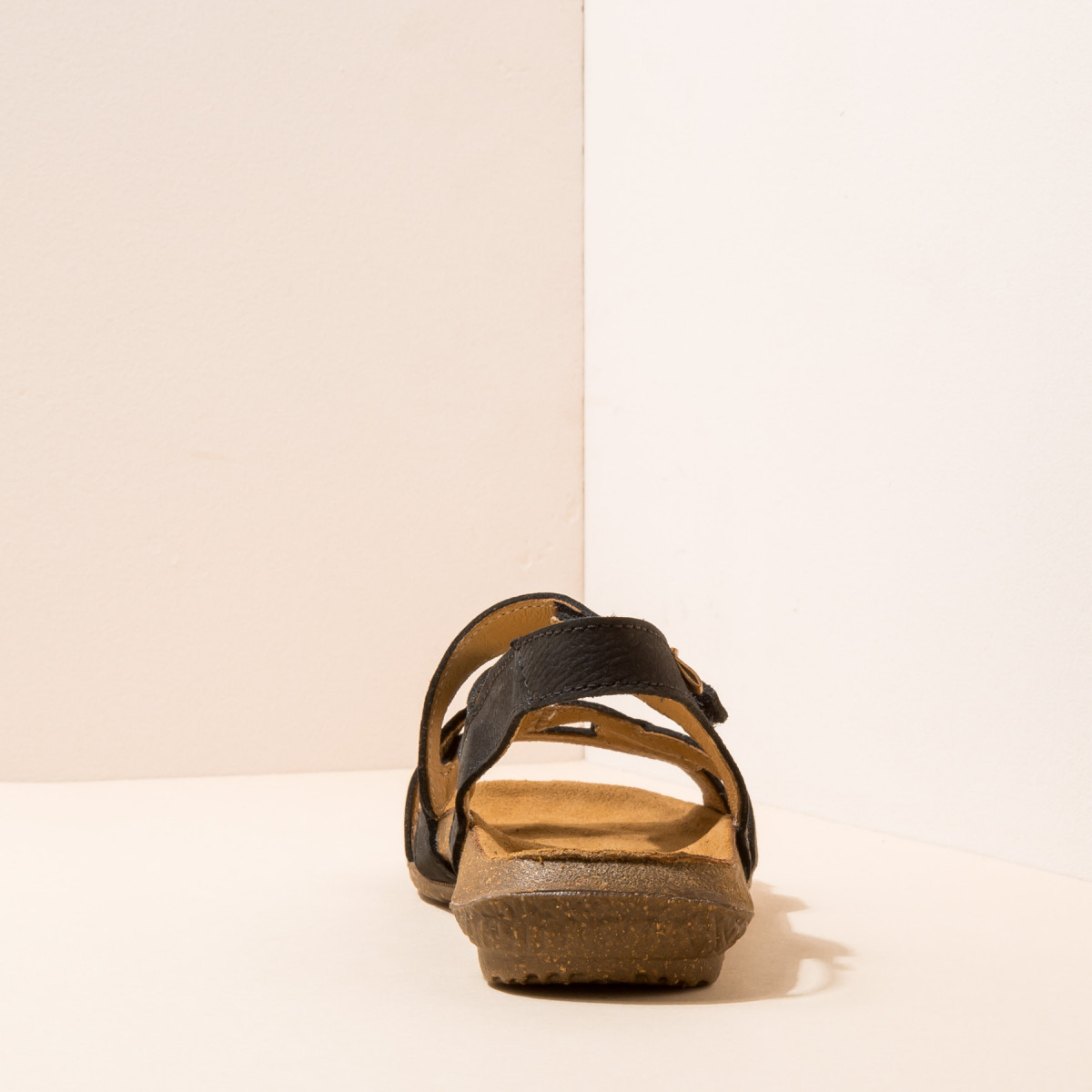 Sandales confortables plates à lanières entrelacées - Noir - El naturalista