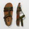 Sandales plates à fines lanières cuir et semelles recyclées - Kaki - art