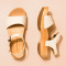Sandales confortables plateforme en bois de pin naturel et cuir biologique - Blanc - El naturalista