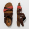 Sandales plates à brides multi cuir - Marron - art