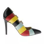 Escarpins en cuir noir à empiécements multicolores et talons aiguilles - Xseni Greye