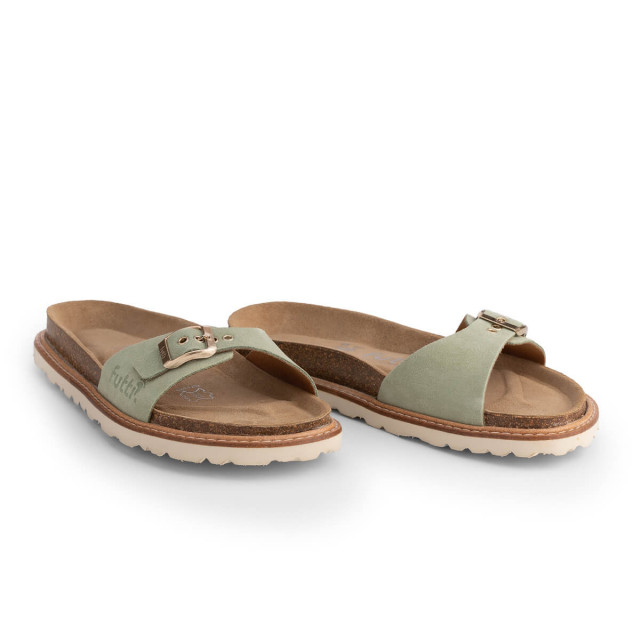 Mules plates en cuir doux pastel - Vert - Futti