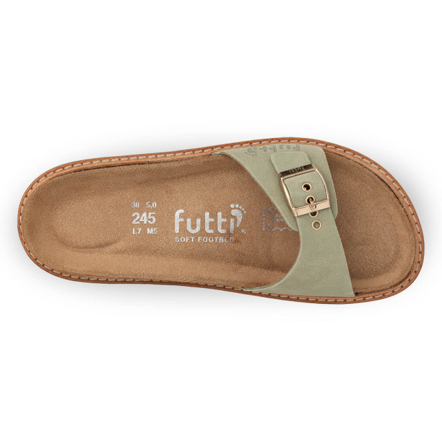 Mules plates en cuir doux pastel - Vert - Futti