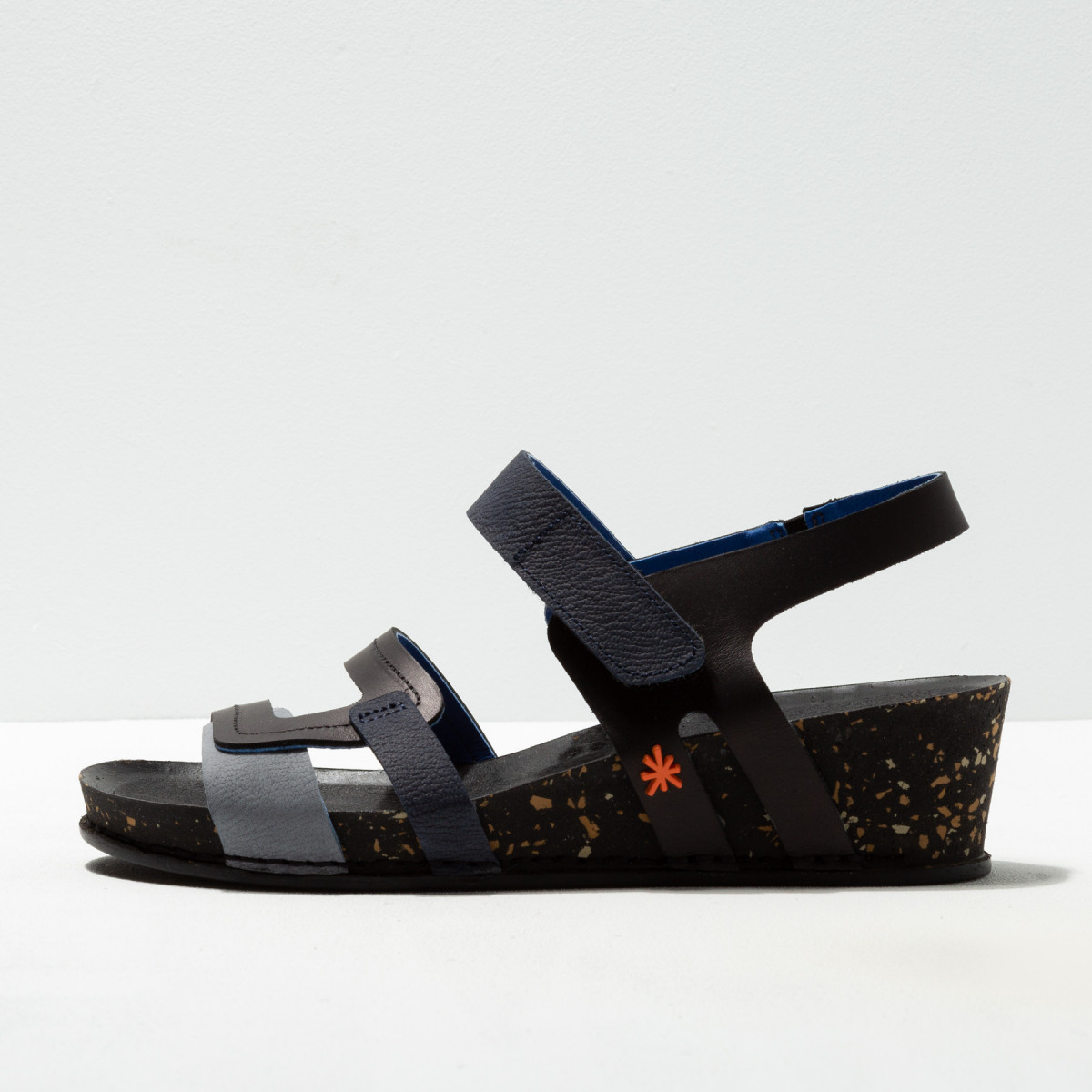 Sandales compensées graphiques à talon moucheté - Noir - art