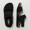 Sandales plates en cuir suédé - Noir - art