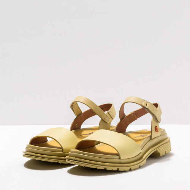 Sandales en cuir et semelle ultra confort - Jaune Pâle - art