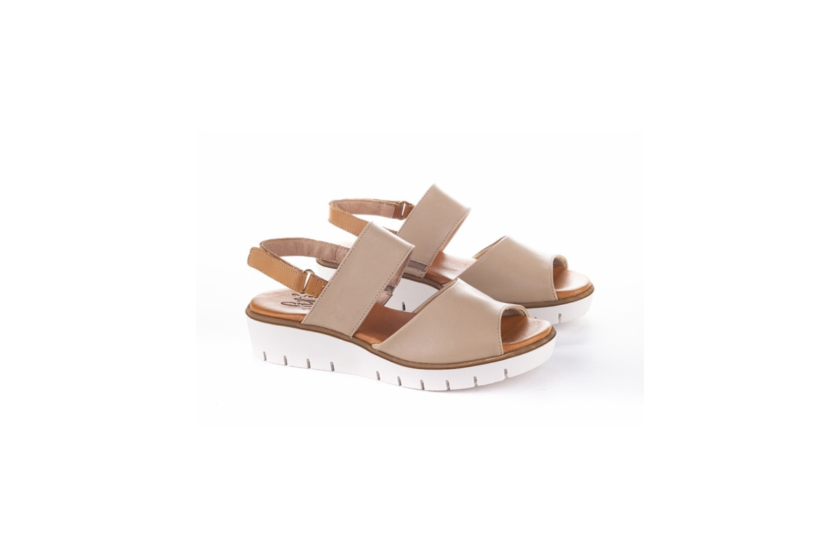 Sandales compensées confortables - Beige - Lince